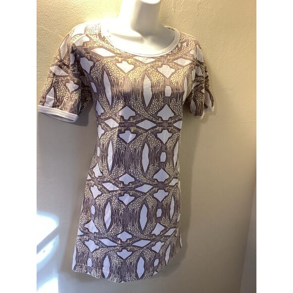 SEE by CHLOE Giraffe Print Y2K Cotton Mini Shift T Shirt Dress Pockets Rare S - Picture 6 of 6